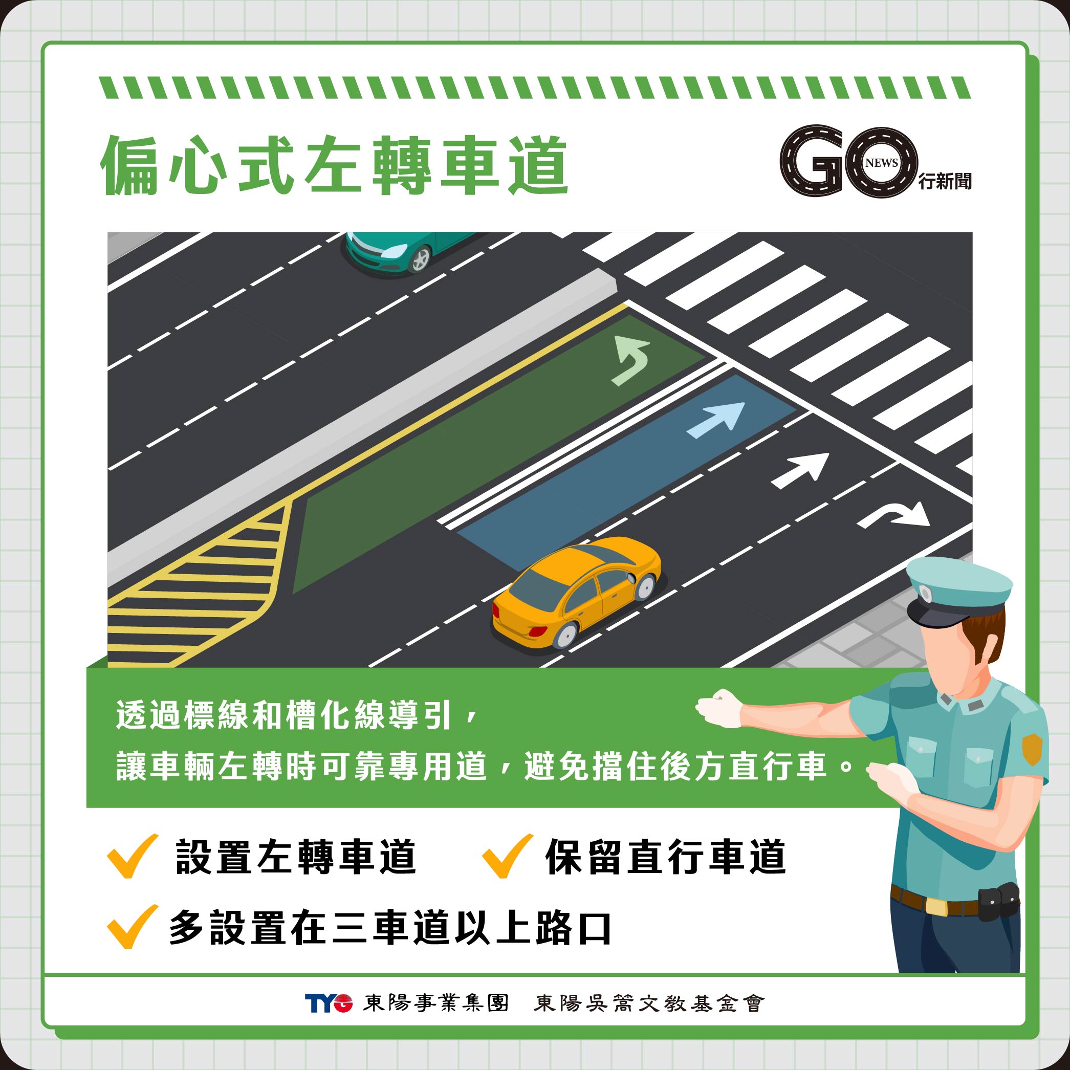 什麼是偏心式左轉車道?降低直行車誤入內車道!